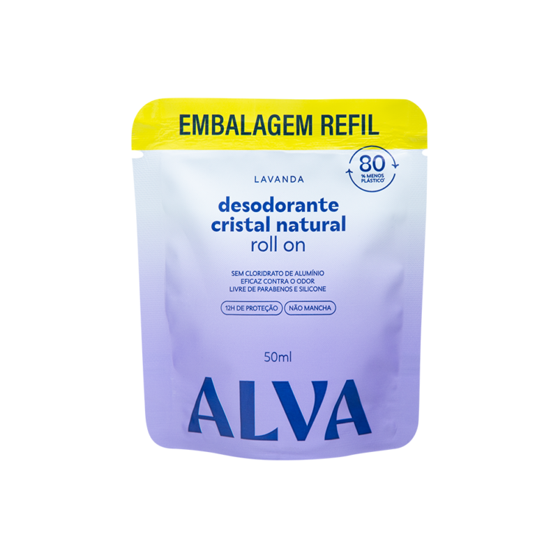 Refil Desodorante Roll On Cristal Natural Lavanda 50ml Alva