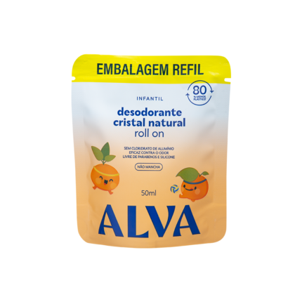 Refil Desodorante Infantil Natural Roll On 50ml Alva