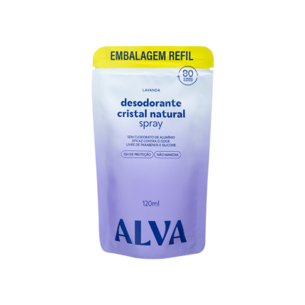 Refil Desodorante Spray Cristal Alva Natural Lavanda Vegano 120ml