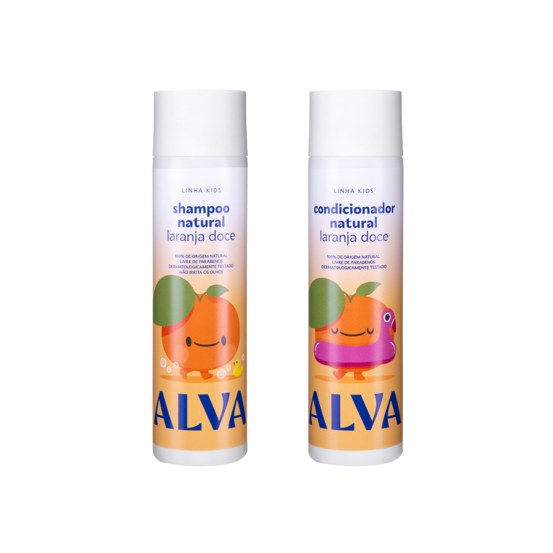 toalhaderostoAlva_7 Kit Cabelos Saudáveis Kids - 1 Shampoo Laranja Doce + 1 Condicionador Laranja Doce